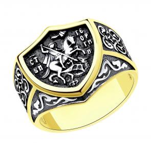 Серебряное кольцо Великомученик Георгий Победоносец SOKOLOV 95010076 фото