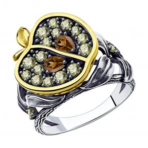 Кольцо из лимонного серебра SOKOLOV с фианитом 95010151 фото
