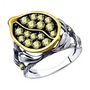 Кольцо из лимонного серебра SOKOLOV с фианитом 95010152 фото