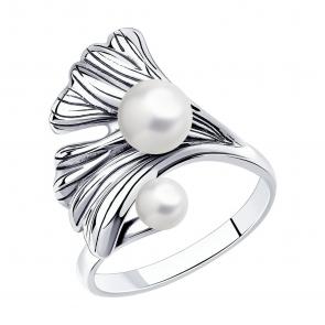 Серебряное кольцо SOKOLOV с жемчугом 95010162 фото