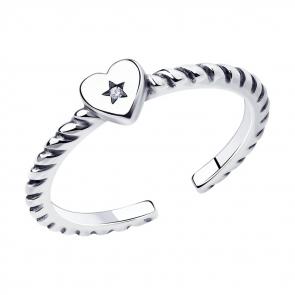 Кольцо из черненого серебра SOKOLOV с фианитом 95010186 фото