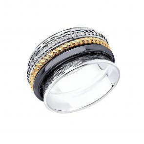 Кольцо из черненого серебра SOKOLOV с подвижным элементом 95010212 фото