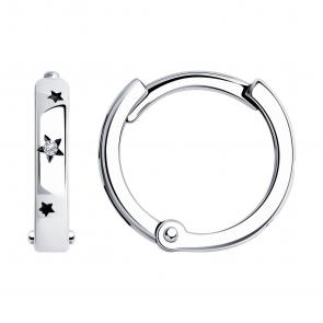 Серьги из черненого серебра SOKOLOV с фианитом 95020097 фото