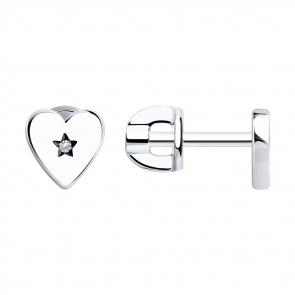 Серьги из черненого серебра SOKOLOV с фианитом 95020098 фото