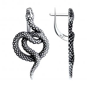 Серьги из черненого серебра Символ года Змея SOKOLOV 95020117 фото