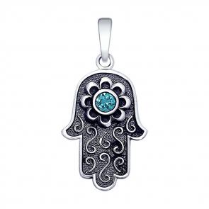 Подвеска из черненого серебра SOKOLOV с фианитом 95030188 фото