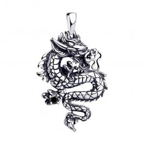 Подвеска из черненого серебра Символ года Дракон SOKOLOV с фианитом 95030241 фото