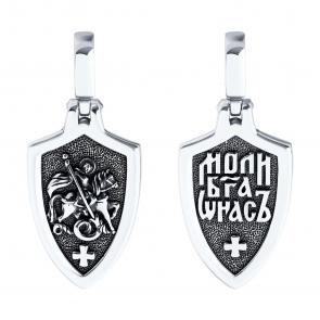 Подвеска-иконка из черненого серебра Великомученик Георгий Победоносец SOKOLOV 95030287 фото