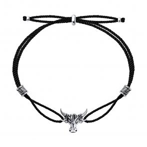 Текстильный шнурок с декоративным элементом из серебра Символ года Бык SOKOLOV 95050012 фото