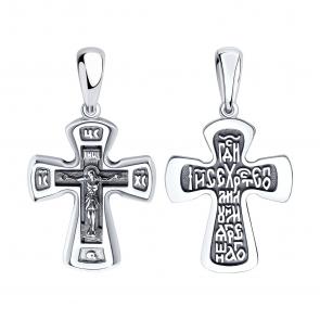 Подвеска-крест из черненого серебра Распятие Христово SOKOLOV 95120059 фото