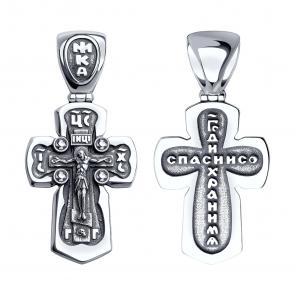 Подвеска-крест из черненого серебра Распятие Христово SOKOLOV 95120061 фото