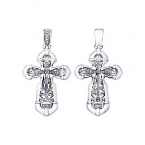 Подвеска-крест из черненого серебра Распятие Христово SOKOLOV 95120068 фото