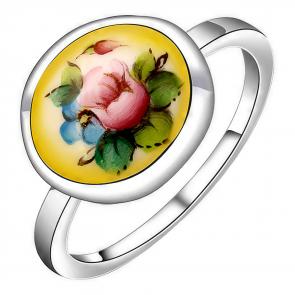 Серебряное кольцо Золотые узоры с финифтью 96-01-0011-47 фото