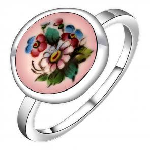 Серебряное кольцо Золотые узоры с финифтью 96-01-0011-49 фото