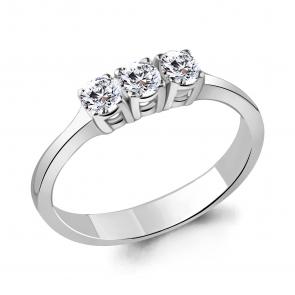 Кольцо из белого золота AQUAMARINE с бриллиантом 960098 фото