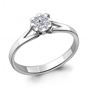 Кольцо из белого золота AQUAMARINE с бриллиантом 961631 фото