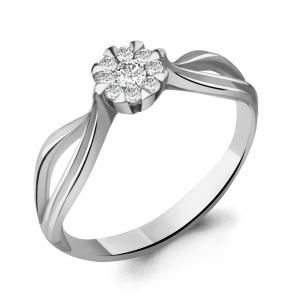 Кольцо из белого золота AQUAMARINE с бриллиантом 961667 фото