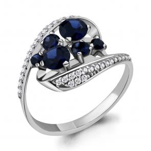 Кольцо из белого золота AQUAMARINE с бриллиантом и сапфиром 961737 фото