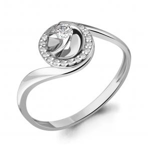 Кольцо из белого золота AQUAMARINE с бриллиантом 962172 фото