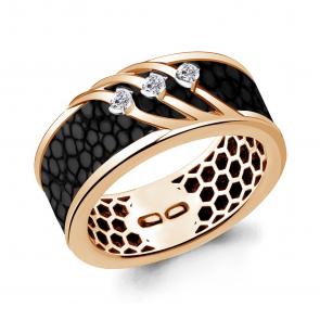 Кольцо из золота AQUAMARINE с бриллиантами и кожей ската 963302к фото