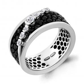 Кольцо из белого золота AQUAMARINE с бриллиантом и кожей ската 963303 фото