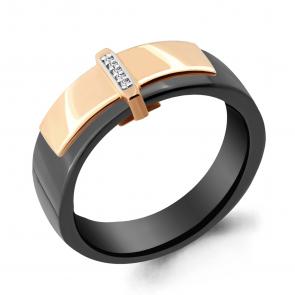 Золотое кольцо AQUAMARINE с бриллиантом и керамикой 963317Чк фото