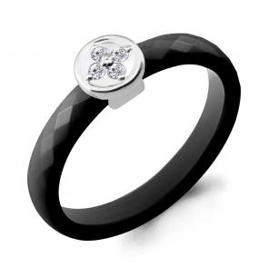 Кольцо из белого золота AQUAMARINE с бриллиантом и керамикой 963329Ч фото