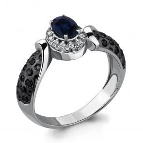 Кольцо из белого золота AQUAMARINE с бриллиантом и сапфиром 963613Чс фото