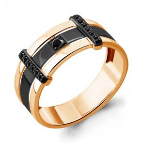 Золотое кольцо AQUAMARINE с чёрным бриллиантом 963619Чк фото