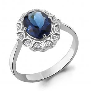 Кольцо из белого золота AQUAMARINE с бриллиантом и сапфиром 963978с фото