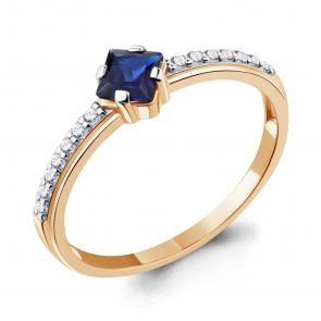 Золотое кольцо AQUAMARINE с бриллиантом и сапфиром 963985кс фото