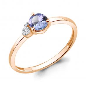 Золотое кольцо AQUAMARINE с бриллиантом и танзанитом 964235к фото