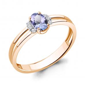 Золотое кольцо AQUAMARINE с бриллиантом и танзанитом 964243к фото