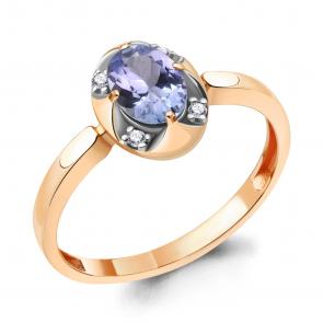 Золотое кольцо AQUAMARINE с бриллиантом и танзанитом 964251к фото