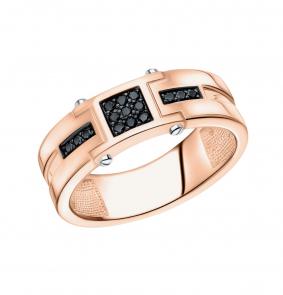 Золотое кольцо AQUAMARINE с чёрным бриллиантом 964330Чк фото