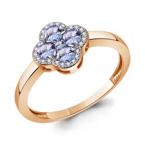 Золотое кольцо AQUAMARINE с бриллиантом и танзанитом 964462к фото