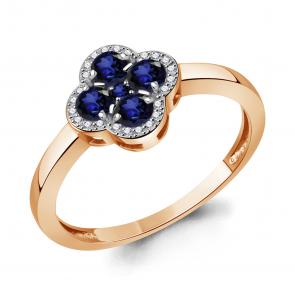 Золотое кольцо AQUAMARINE с бриллиантом и сапфиром 964485кс фото