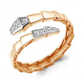 Золотое кольцо Символ года Змея AQUAMARINE с бриллиантом 964494к фото