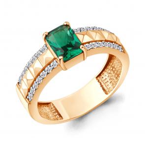 Золотое кольцо AQUAMARINE с бриллиантом и гидротермальным изумрудом 964550ки фото