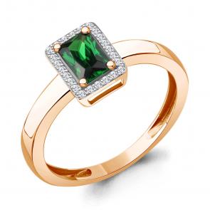 Золотое кольцо AQUAMARINE с бриллиантом и гидротермальным изумрудом 964570ки фото