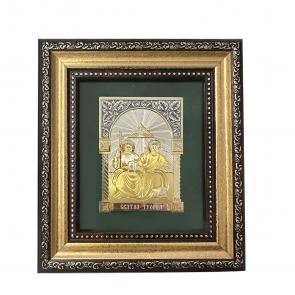 Икона из серебра ручной работы Святая Троица ИП Шавкунов ИН 9801040-з фото