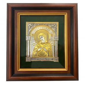 Икона из серебра ручной работы Божией Матери Семистрельная ИП Шавкунов ИН 9802015-з фото