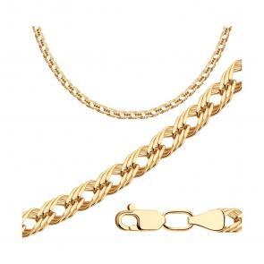 Цепь плетение Тройной ромб из золочёного серебра SOKOLOV 988220602 фото