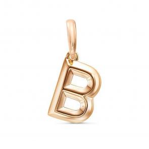 Золотая подвеска-буква В КЮЗ Del'ta D0302417 фото
