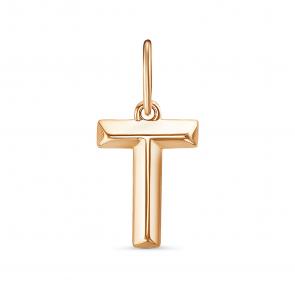 Золотая подвеска-буква Т КЮЗ Del'ta D0302427 фото