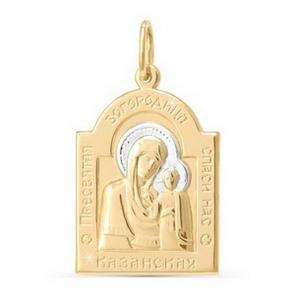 Золотая подвеска-иконка Божией Матери Казанская КЮЗ Del'ta D030277 фото