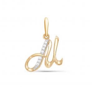 Золотая подвеска-буква М КЮЗ Del'ta с фианитом D030733 фото