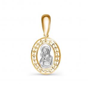 Золотая подвеска Иконка Божией Матери Владимирская КЮЗ Del'ta D032312 фото