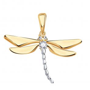 Золотая подвеска КЮЗ Del'ta с фианитом D034914 фото