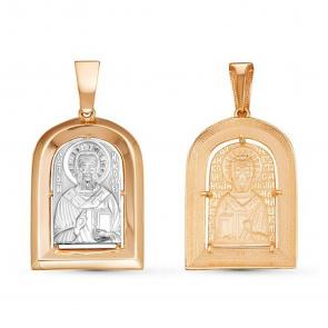 Золотая подвеска-иконка Святитель Николай Чудотворец КЮЗ Del'ta D035671 фото